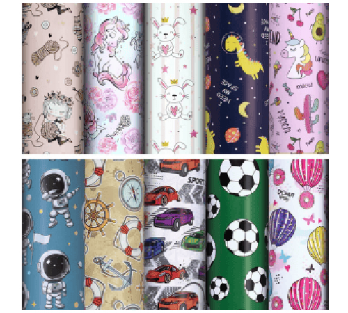 Бумага упаковочная 70*100см Золотая сказка For Kids ассорти